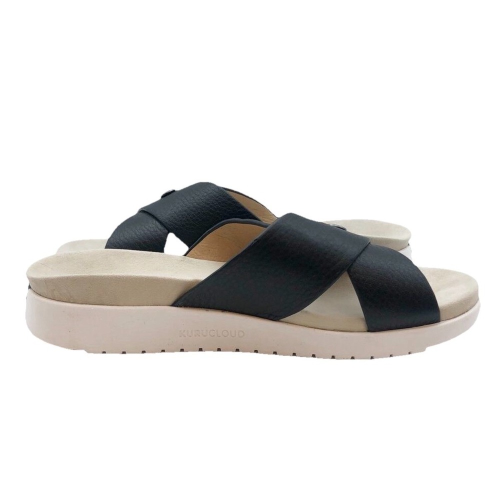 Kuru Sandal Breeze Black Leather Slip On‎ Slide Sandal Womens 12 Medium New Box - Picture 5 of 11